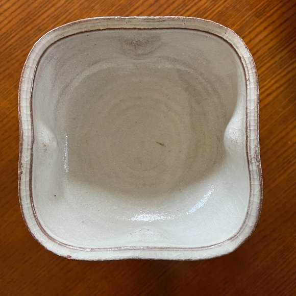 Mid-Century Japanese Ikebana Glazed Stoneware Pedestal Vase With Marking on Base - Picture 4 of 5